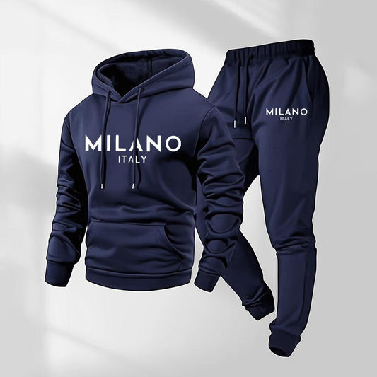 Ensemble hoodie Milano imprimé pour homme et pantalon de survêtement à cordon de serrage
