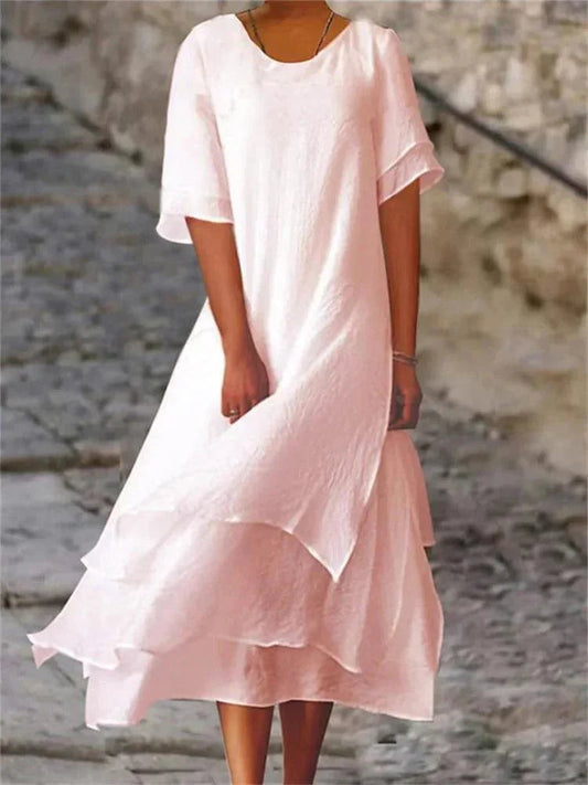 Jasmine – Robe midi fluide à couches