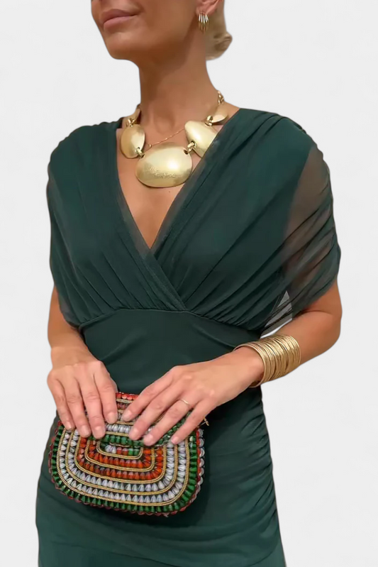 Elowen - Robe longue fleurie à encolure en V